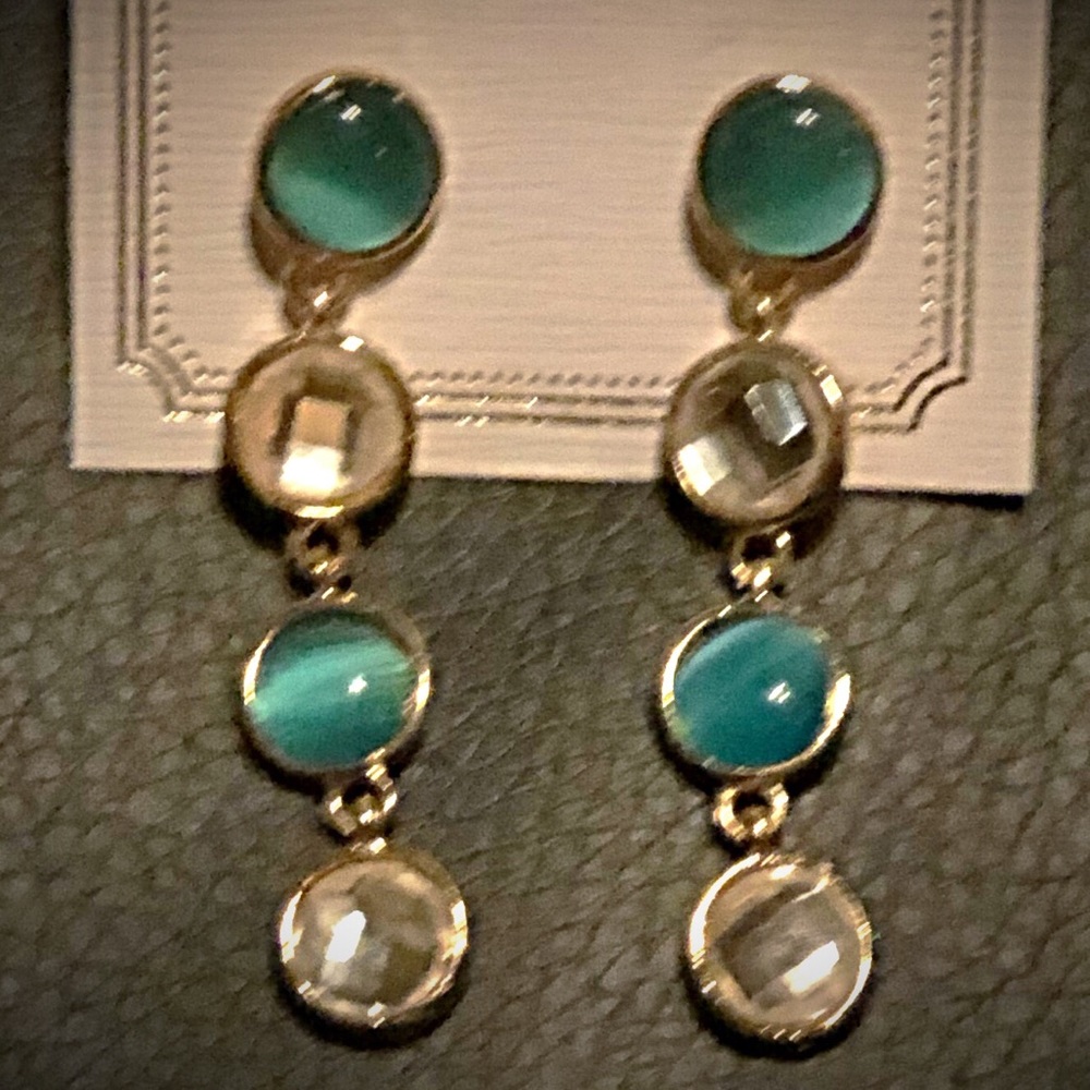 Blue and clear stone  dangle earrings